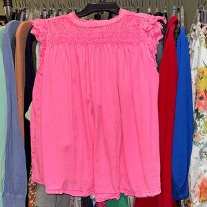 Crown & Ivy Vibrant Pink Ruffled Top